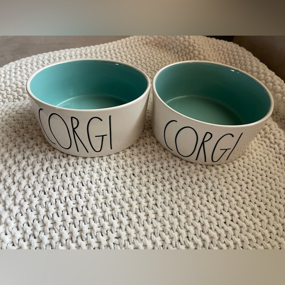 Rae Dunn Corgi Dog Bowls (2)